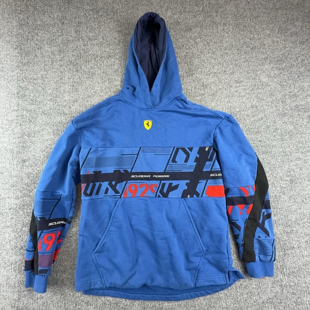 Scuderia Ferrari Hoodie Mens Medium Blue Racing Formula 1 Pullover Puma